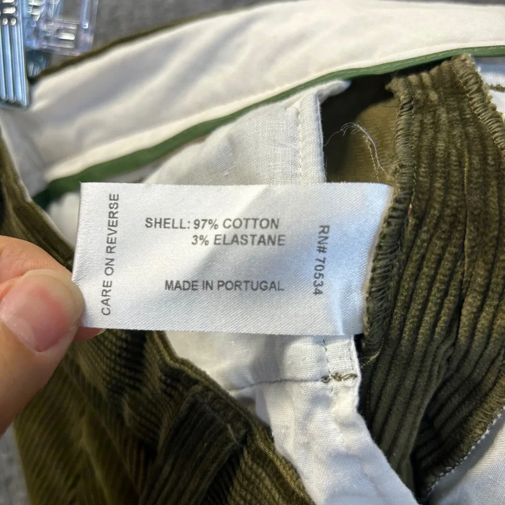 Orvis Mens 38 Olive Green Brisbane Moss Corduroy Pants Straight Leg Portugal